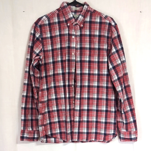 J Crew Red Plaid Slim Fit Long Sleeve Cotton Button Up Size Medium - Picture 1 of 5